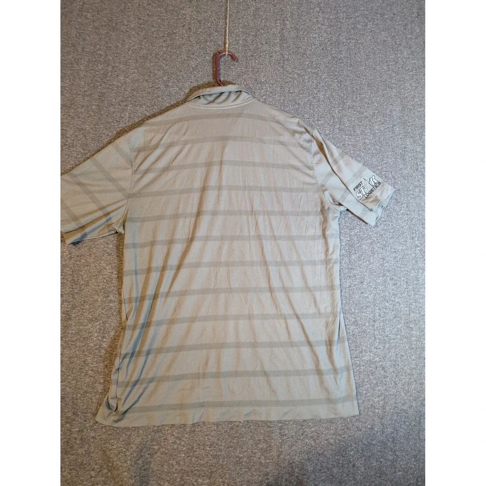 NIKE Shirt Men's Golf 1/4‎ Button  Dri-Fit Gray Striped Polo Golf Size L